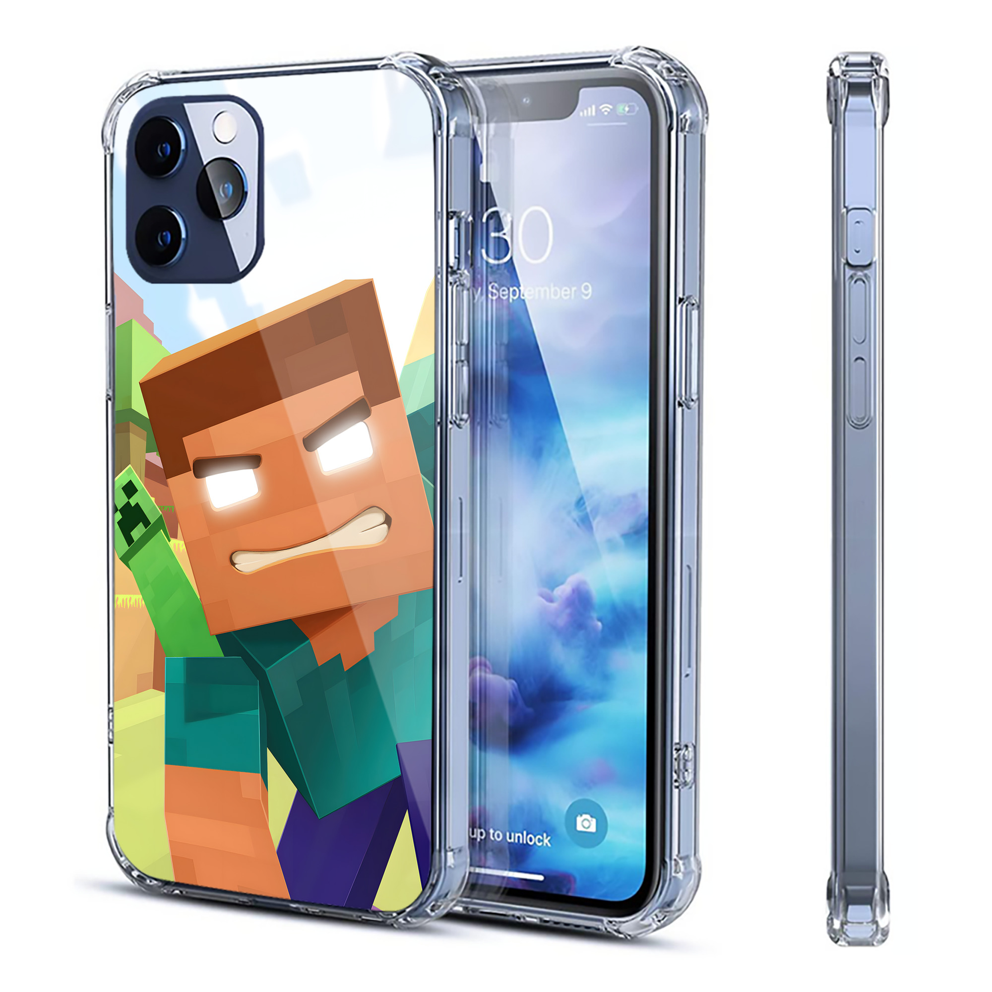 （画像用） マインクラフト ブロックの世界 Minecraft MC Block world 【iPhone 12シリーズ対応】透明スマホケース（クリアソフトケース）